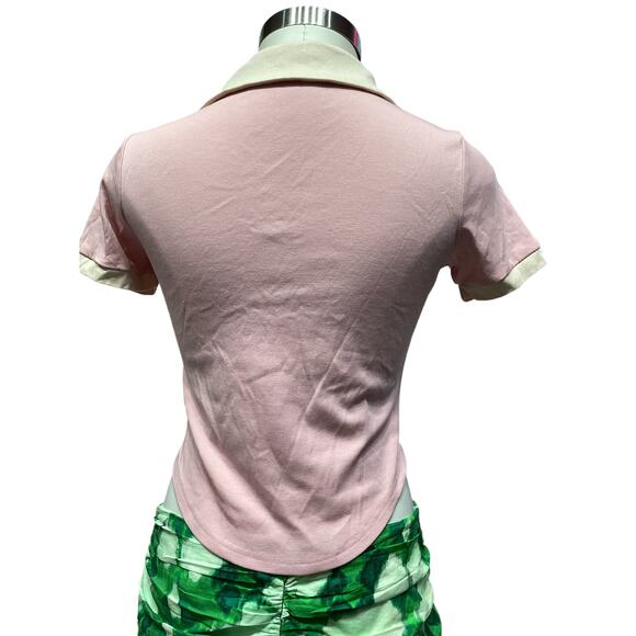 Halara Pink/Cream Golf Polo Shirt - V Neck, Short Sleeve - Picture 3 of 8
